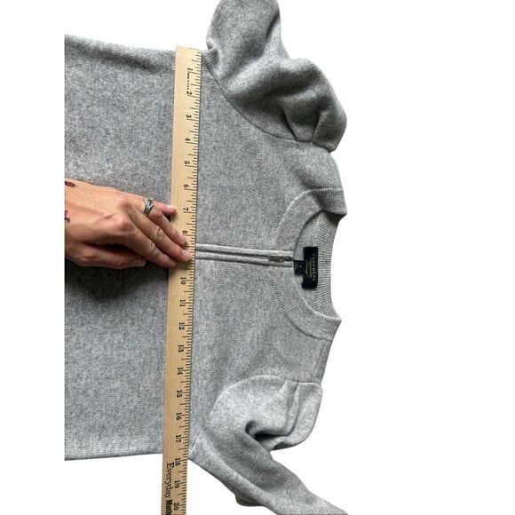 Charter Club Cashmere Full Zip Cardigan size S Zip Up Puff Sleeve Gray - Picture 5 of 10